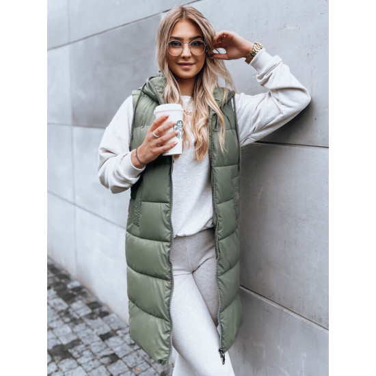 Garā zaļā veste ar kapuci Far TY3833 - Sievietēm Garā zaļā veste ar kapuci Far TY3833