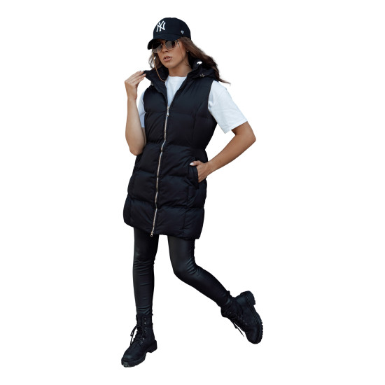 Sieviešu garā melnā veste Iva TY4504 - Sievietēm Sieviešu garā melnā veste Iva TY4504
