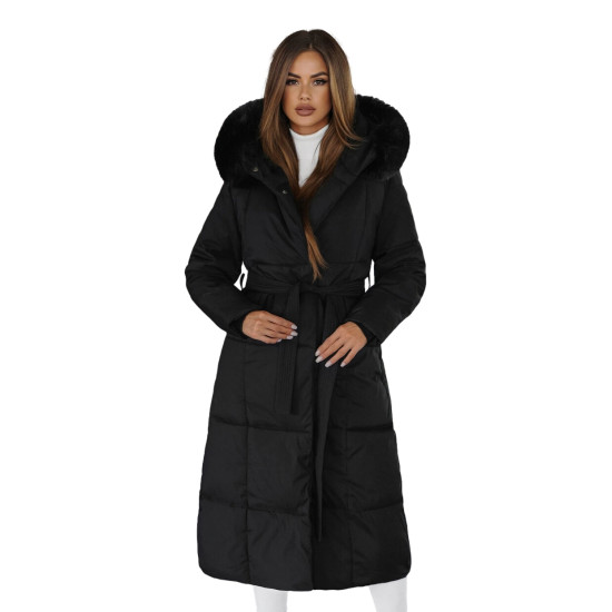 Sieviešu melns mētelis Emi JS/16M9163/392Z - Rīcība Sieviešu melns mētelis Emi JS/16M9163/392Z