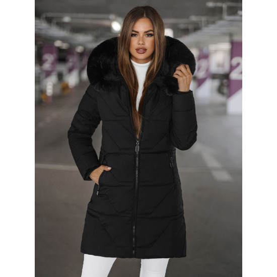 Sieviešu melns mētelis Stel JS/16M9099/392Z - Rīcība Sieviešu melns mētelis Stel JS/16M9099/392Z