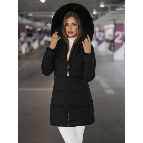 Sieviešu melns mētelis Stel JS/16M9099/392Z - Rīcība Sieviešu melns mētelis Stel JS/16M9099/392Z