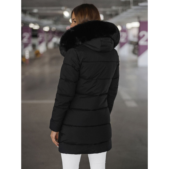 Sieviešu melns mētelis Stel JS/16M9099/392Z - Rīcība Sieviešu melns mētelis Stel JS/16M9099/392Z