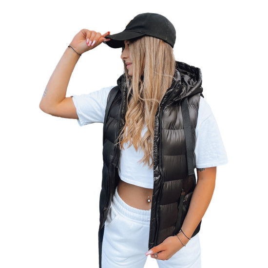 Stepēta melna veste sievietēm WISE TY3781 - Sievietēm Stepēta melna veste sievietēm WISE TY3781