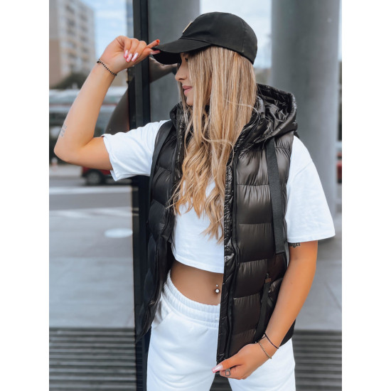 Stepēta melna veste sievietēm WISE TY3781 - Sievietēm Stepēta melna veste sievietēm WISE TY3781