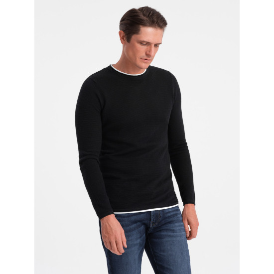 Czarny sweter męski Finn V8 OM-SWSW-0103 - Dla mężczyzn Czarny sweter męski Finn V8 OM-SWSW-0103