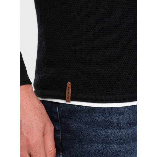 Czarny sweter męski Finn V8 OM-SWSW-0103 - Dla mężczyzn Czarny sweter męski Finn V8 OM-SWSW-0103