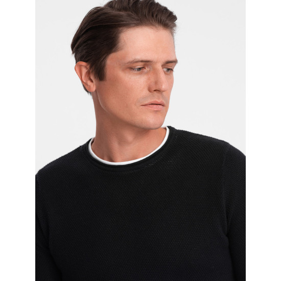 Czarny sweter męski Finn V8 OM-SWSW-0103 - Dla mężczyzn Czarny sweter męski Finn V8 OM-SWSW-0103