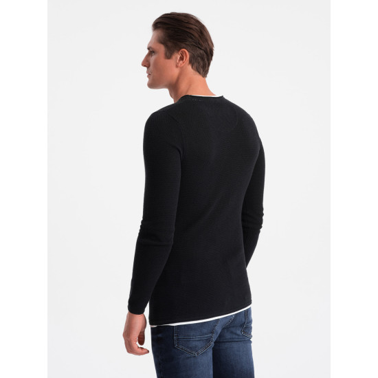 Czarny sweter męski Finn V8 OM-SWSW-0103 - Dla mężczyzn Czarny sweter męski Finn V8 OM-SWSW-0103