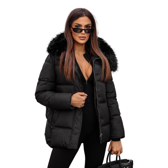 Melna ziemas jaka sievietēm Star JS/5M3256/392 - Sievietēm Melna ziemas jaka sievietēm Star JS/5M3256/392