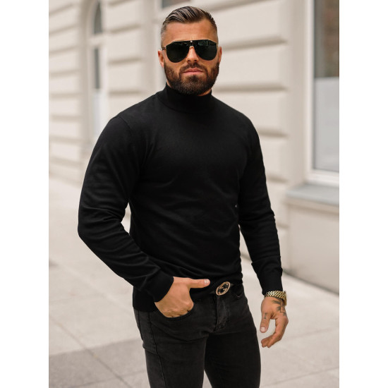 Melns džemperis ar augstu apkakli Oscar O/BM201 - Rīcība Melns džemperis ar augstu apkakli Oscar O/BM201