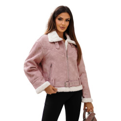 Rozā ādas jaka ar baltu kaliko Camila Rozā ādas jaka ar baltu kaliko Camila