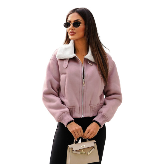 Pink jacket with white fur Edit O/81326 - For women Pink jacket with white fur Edit O/81326
