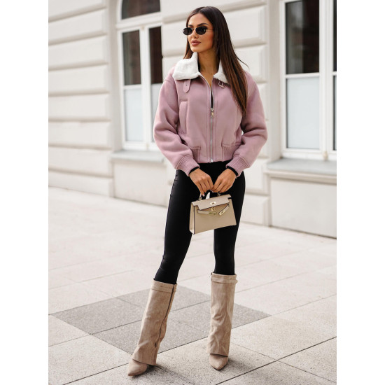 Pink jacket with white fur Edit O/81326 - For women Pink jacket with white fur Edit O/81326