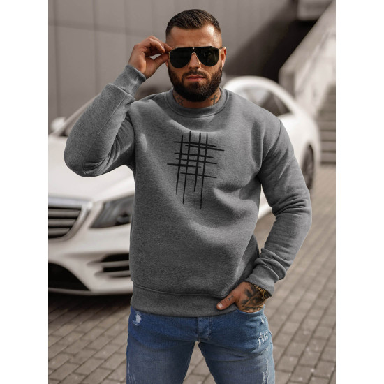 Tumši pelēks džemperis Ethan JS/8B1361/5 - Vīriešu džemperi| Džemperi tiešsaistē Tumši pelēks džemperis Ethan JS/8B1361/5