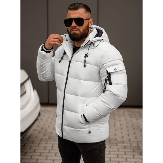 Vīriešu balta ziemas jaka Arte JS/57M7502/281 - Vīriešu jakas un mēteļi Vīriešu balta ziemas jaka Arte JS/57M7502/281