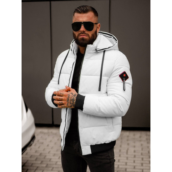 Vīriešu balta ziemas jaka Martim JS/31M5031/281 - Vīriešu jakas un mēteļi Vīriešu balta ziemas jaka Martim JS/31M5031/281