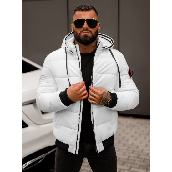 Vīriešu balta ziemas jaka Martim JS/31M5031/281 - Vīriešu jakas un mēteļi Vīriešu balta ziemas jaka Martim JS/31M5031/281