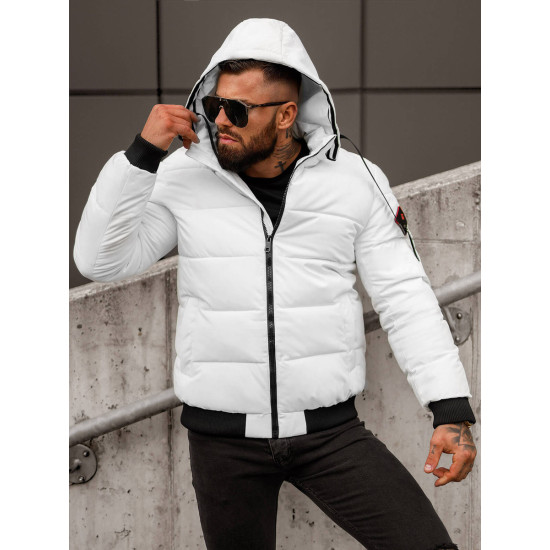 Vīriešu balta ziemas jaka Martim JS/31M5031/281 - Vīriešu jakas un mēteļi Vīriešu balta ziemas jaka Martim JS/31M5031/281
