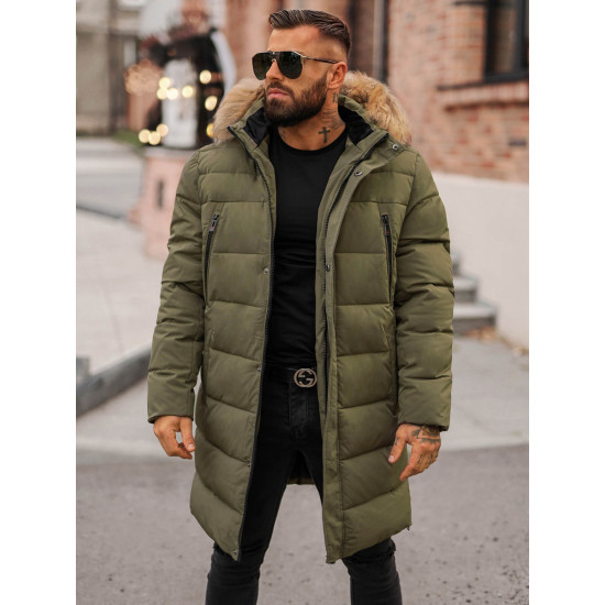 Men's khaki winter jacket Fred JS/25M9803/136 - Action Men's khaki winter jacket Fred JS/25M9803/136