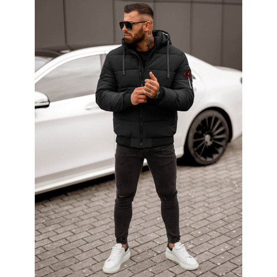 Vīriešu melna ziemas jaka Martim JS/31M5031/392 - Vīriešu jakas un mēteļi Vīriešu melna ziemas jaka Martim JS/31M5031/392