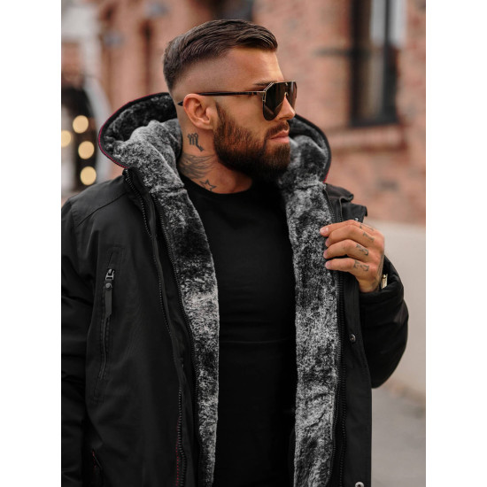 Vīriešu melna ziemas jaka Max JS/5M3221/392 - Vīriešu jakas un mēteļi Vīriešu melna ziemas jaka Max JS/5M3221/392