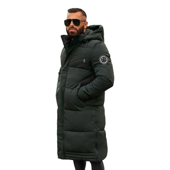 Men's dark green winter jacket Bruno JS/19M1290/136 - Men's Jackets and Coats Men's dark green winter jacket Bruno JS/19M1290/136