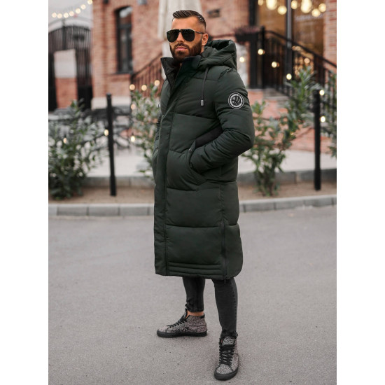 Men's dark green winter jacket Bruno JS/19M1290/136 - Men's Jackets and Coats Men's dark green winter jacket Bruno JS/19M1290/136