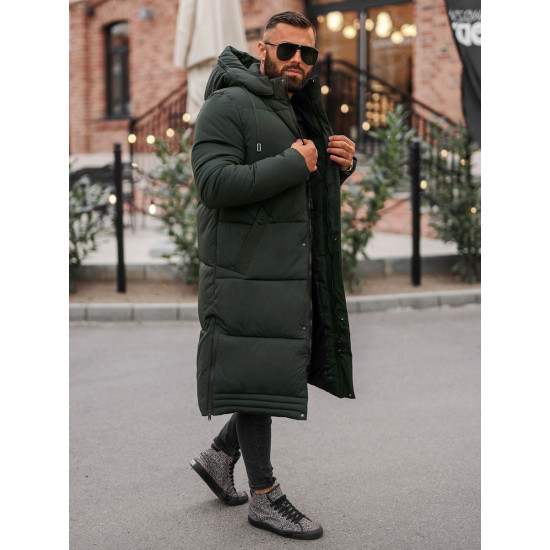 Men's dark green winter jacket Bruno JS/19M1290/136 - Men's Jackets and Coats Men's dark green winter jacket Bruno JS/19M1290/136
