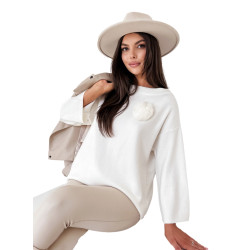 Sieviešu balts oversize džemperis Justi Sieviešu balts oversize džemperis Justi