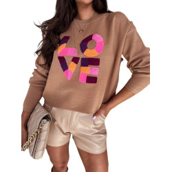 Sieviešu brūns oversize džemperis Love Sieviešu brūns oversize džemperis Love