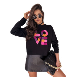 Sieviešu melns oversize džemperis Love Sieviešu melns oversize džemperis Love