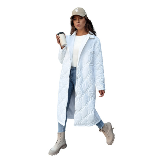 Sieviešu balts stepēts mētelis Dify TY4380