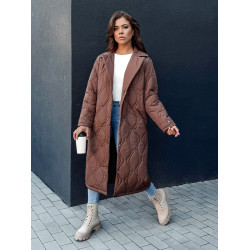 Sieviešu brūns stepēts mētelis Dify Sieviešu brūns stepēts mētelis Dify