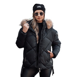 Sieviešu melna stepēta ziemas jaka Sisi Sieviešu melna stepēta ziemas jaka Sisi