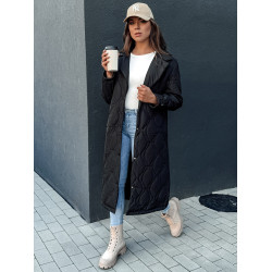 Sieviešu melns stepēts mētelis Dify Sieviešu melns stepēts mētelis Dify