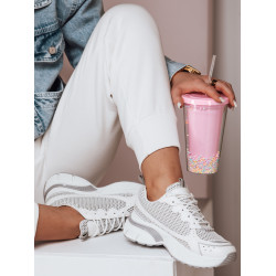 Sieviešu balti ar sudraba detaļām ikdienas apavi Dinamic Sieviešu balti ar sudraba detaļām ikdienas apavi Dinamic