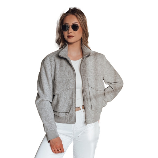 Sieviešu pelēka oversize bomber jaka Milina TY4792 - Sievietēm Sieviešu pelēka oversize bomber jaka Milina TY4792