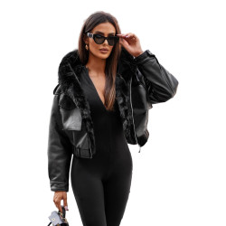 Melna ādas jaka ar melnu kaliko Auro Melna ādas jaka ar melnu kaliko Auro