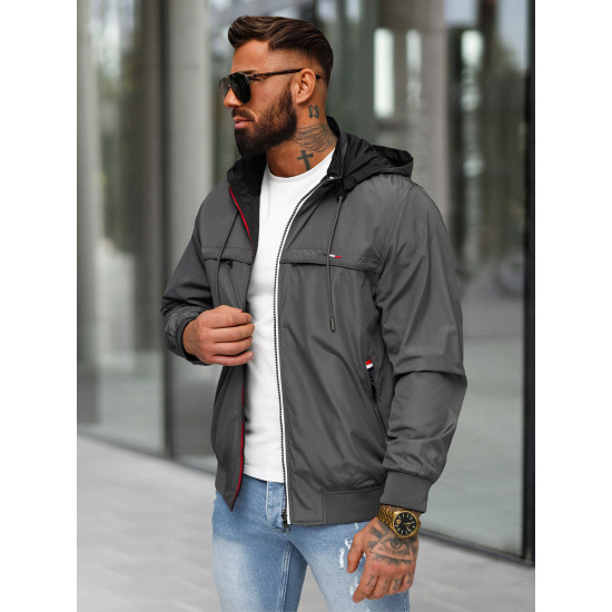 Tumši pelēka jaka ar kapuci Kemir Jakas