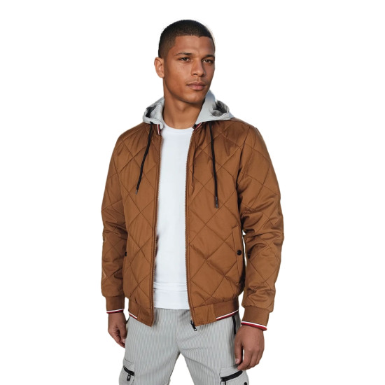 Vīriešu brūna jaka ar kapuci Stefun TX5011