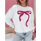 Women's white with dark pink ribbon jumper Cute BY1359 - Jumpers Women's white with dark pink ribbon jumper Cute BY1359
