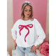 Women's white with dark pink ribbon jumper Cute BY1359 - Jumpers Women's white with dark pink ribbon jumper Cute BY1359