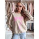 Damski sweter w kolorze brązowym z różową wstążką Cute BY1357 - Działanie Damski sweter w kolorze brązowym z różową wstążką Cute BY1357