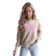 Damski sweter w kolorze brązowym z różową wstążką Cute BY1357 - Działanie Damski sweter w kolorze brązowym z różową wstążką Cute BY1357