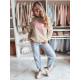 Damski sweter w kolorze brązowym z różową wstążką Cute BY1357 - Działanie Damski sweter w kolorze brązowym z różową wstążką Cute BY1357