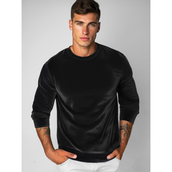 Vīriešu velūra džemperis Drain black JS/8B1166/3 - Vīriešu džemperi| Džemperi tiešsaistē Vīriešu velūra džemperis Drain black JS/8B1166/3