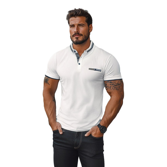 Vīriešu balts polo krekliņš Ozan O/M2816
