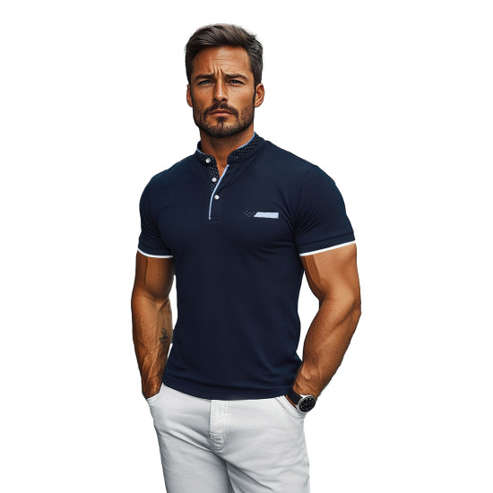 Men's dark blue polo shirt Novin O/M2810 - T-shirt Men's dark blue polo shirt Novin O/M2810