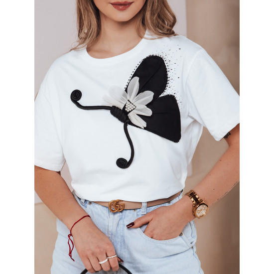 Sieviešu balts Buterfly T-krekls RY2718 - T-krekls Sieviešu balts Buterfly T-krekls RY2718