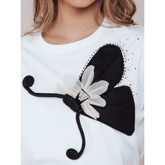 Sieviešu balts Buterfly T-krekls RY2718 - T-krekls Sieviešu balts Buterfly T-krekls RY2718